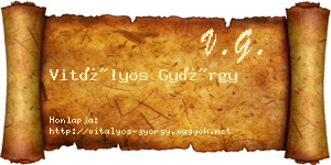 Vitályos György névjegykártya